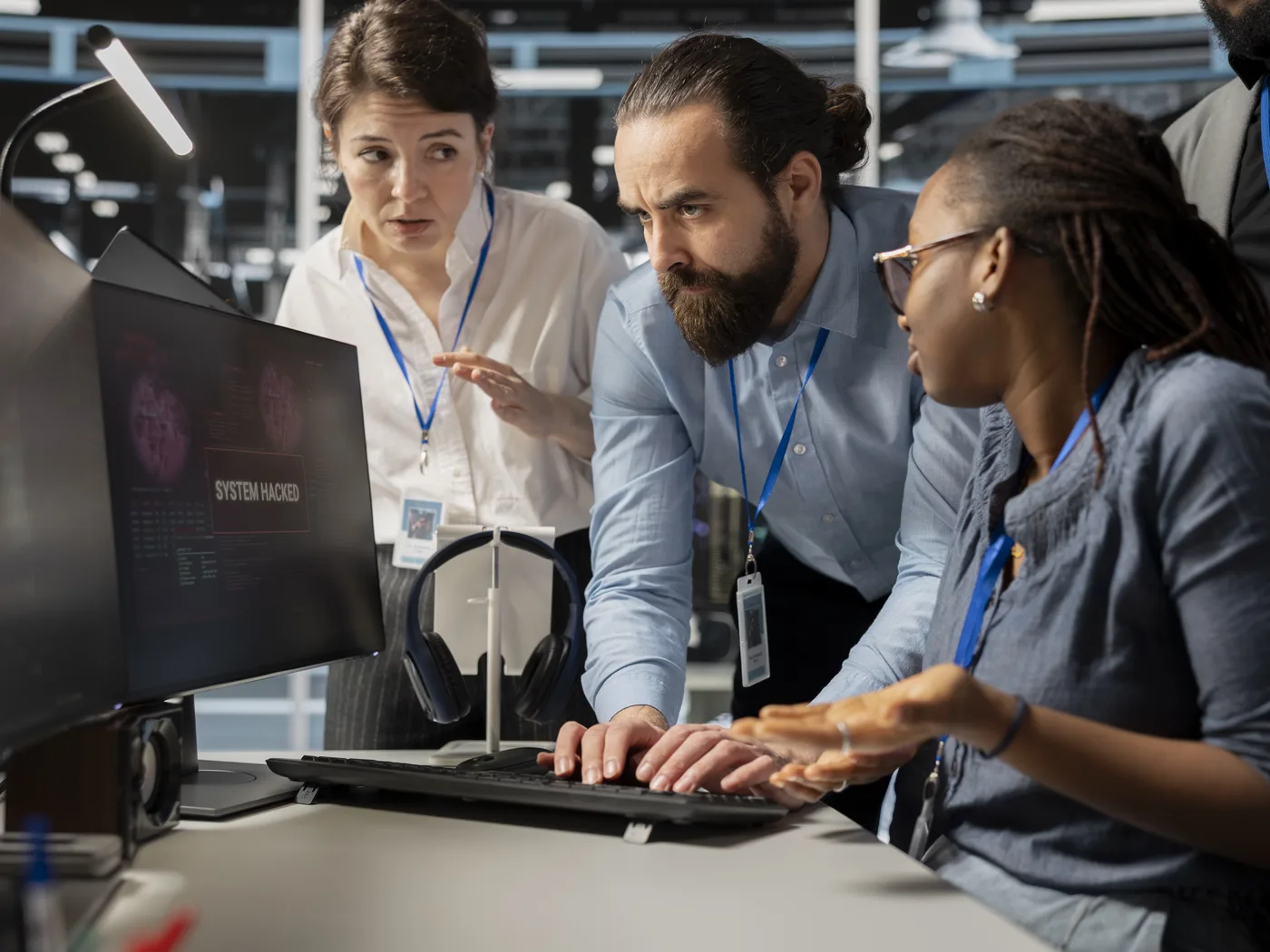 Engineers urgently reacting to a system alert
