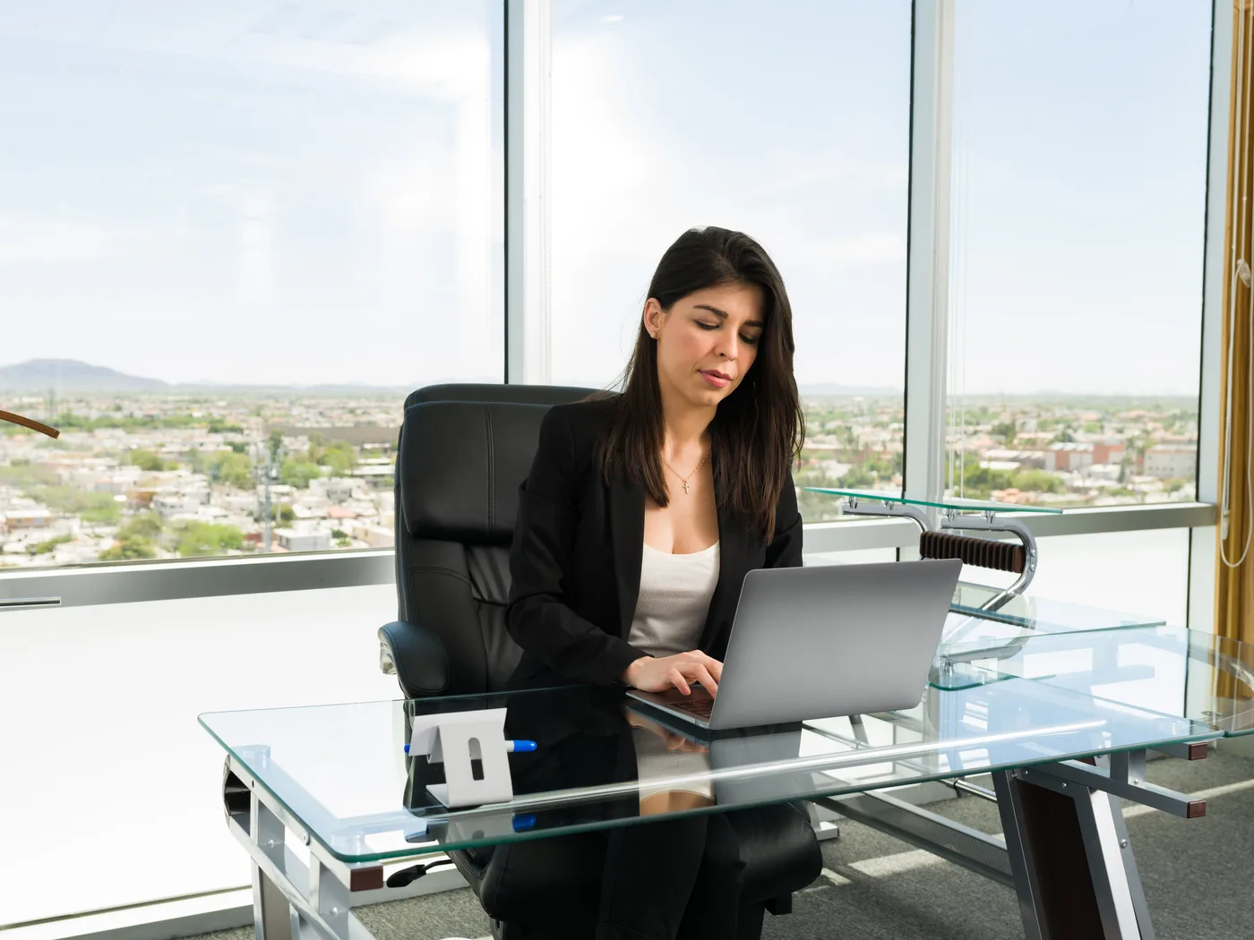 Business user reviewing acceptance evidence on a laptop